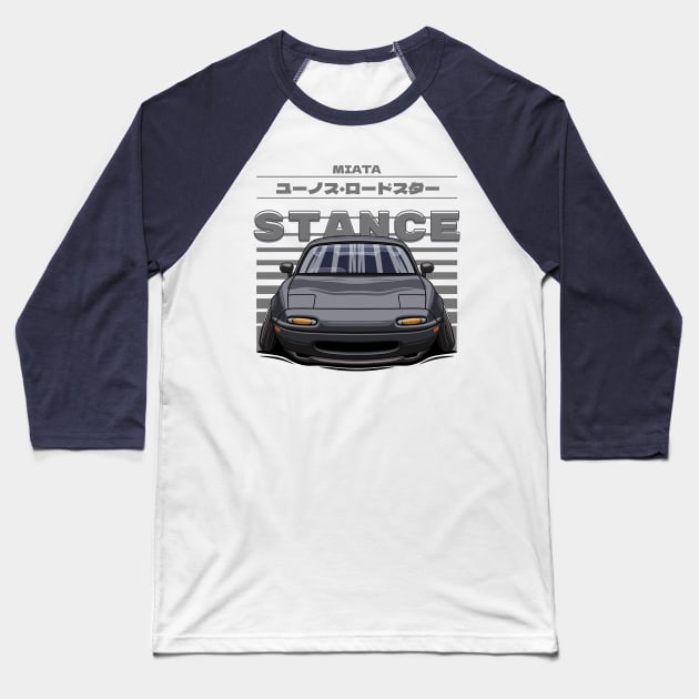 Roadster miata (gray) Baseball T-Shirt by Rezall Revolution